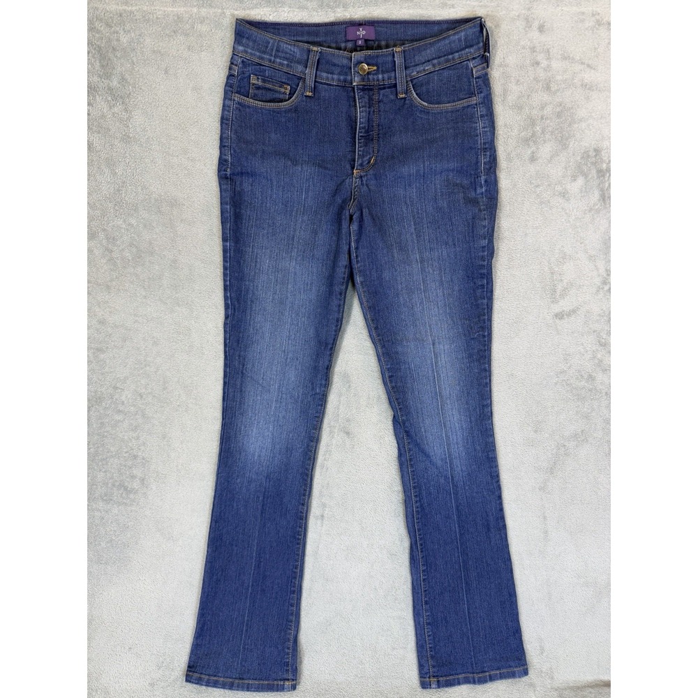 NYDJ Jeans Womens 2 Blue Medium Wash Mid Rise Straight‎ Lift Tuck Stretch